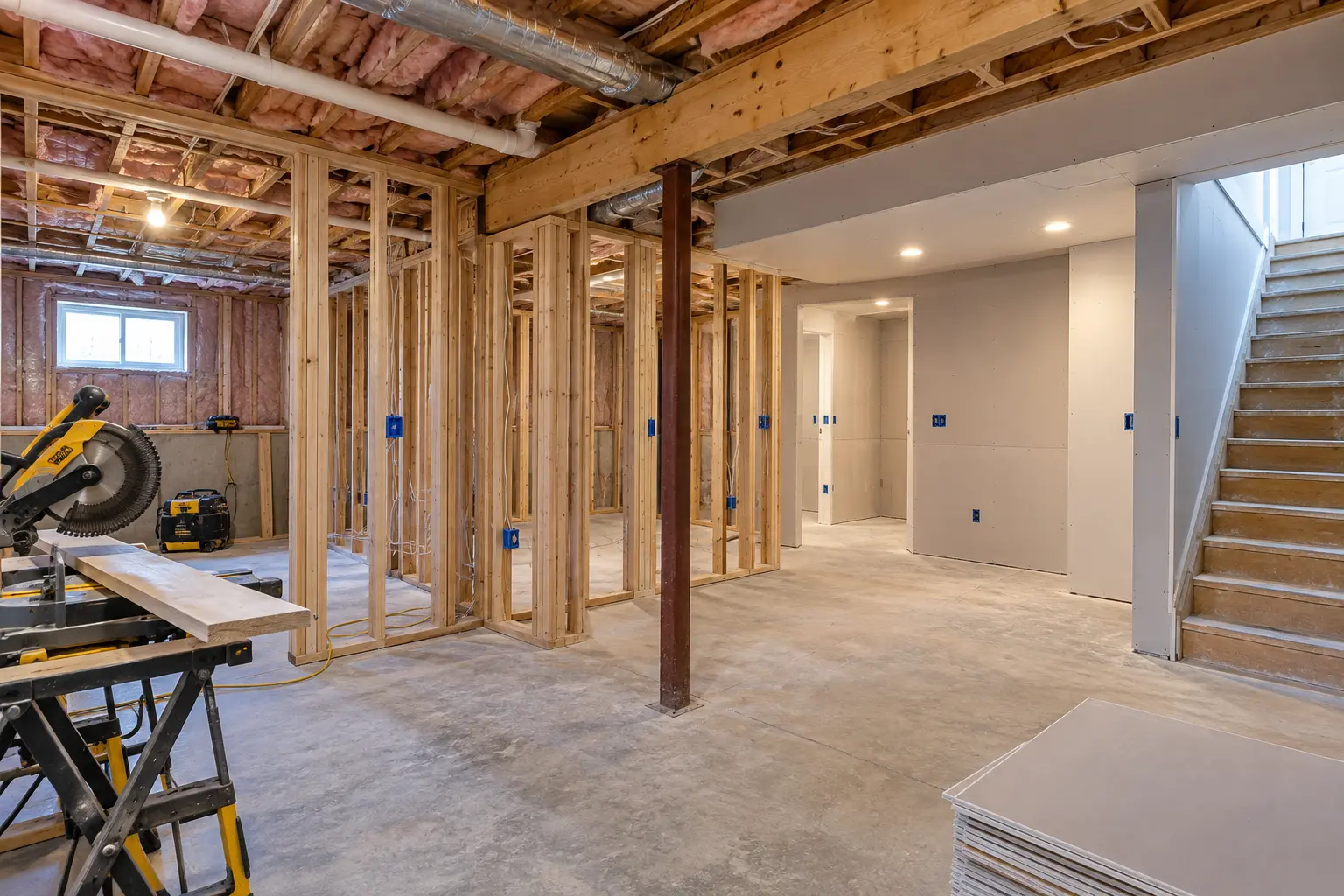 Basement renovationconstruction in progress