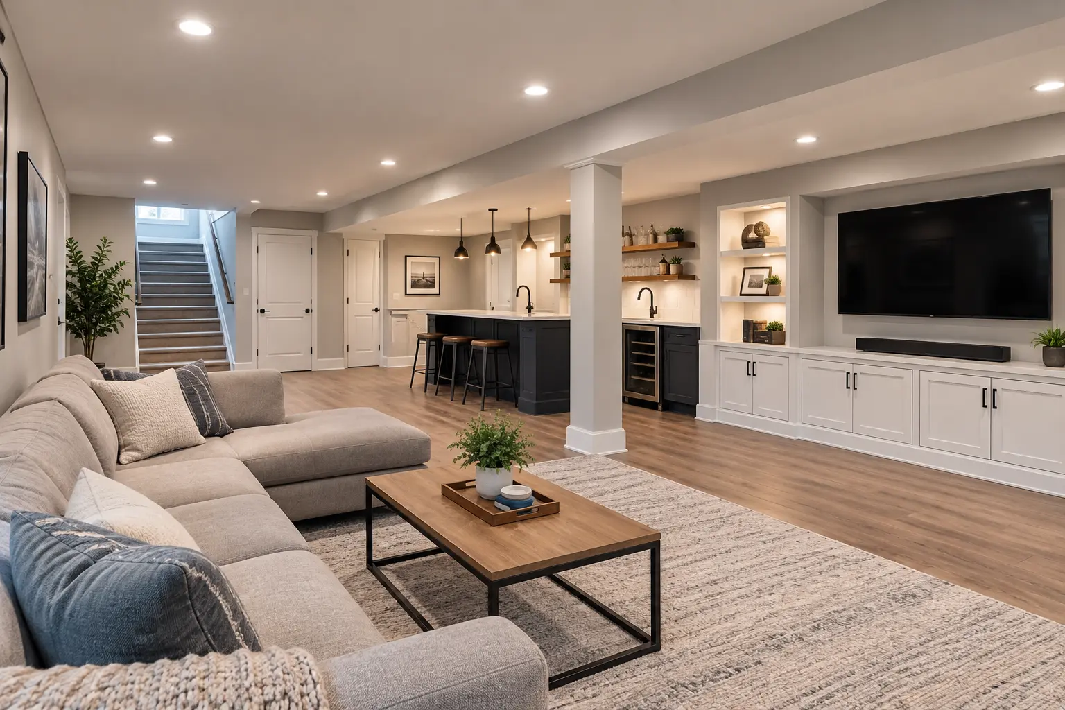 Finished basement remodeling project in Connecticut.
