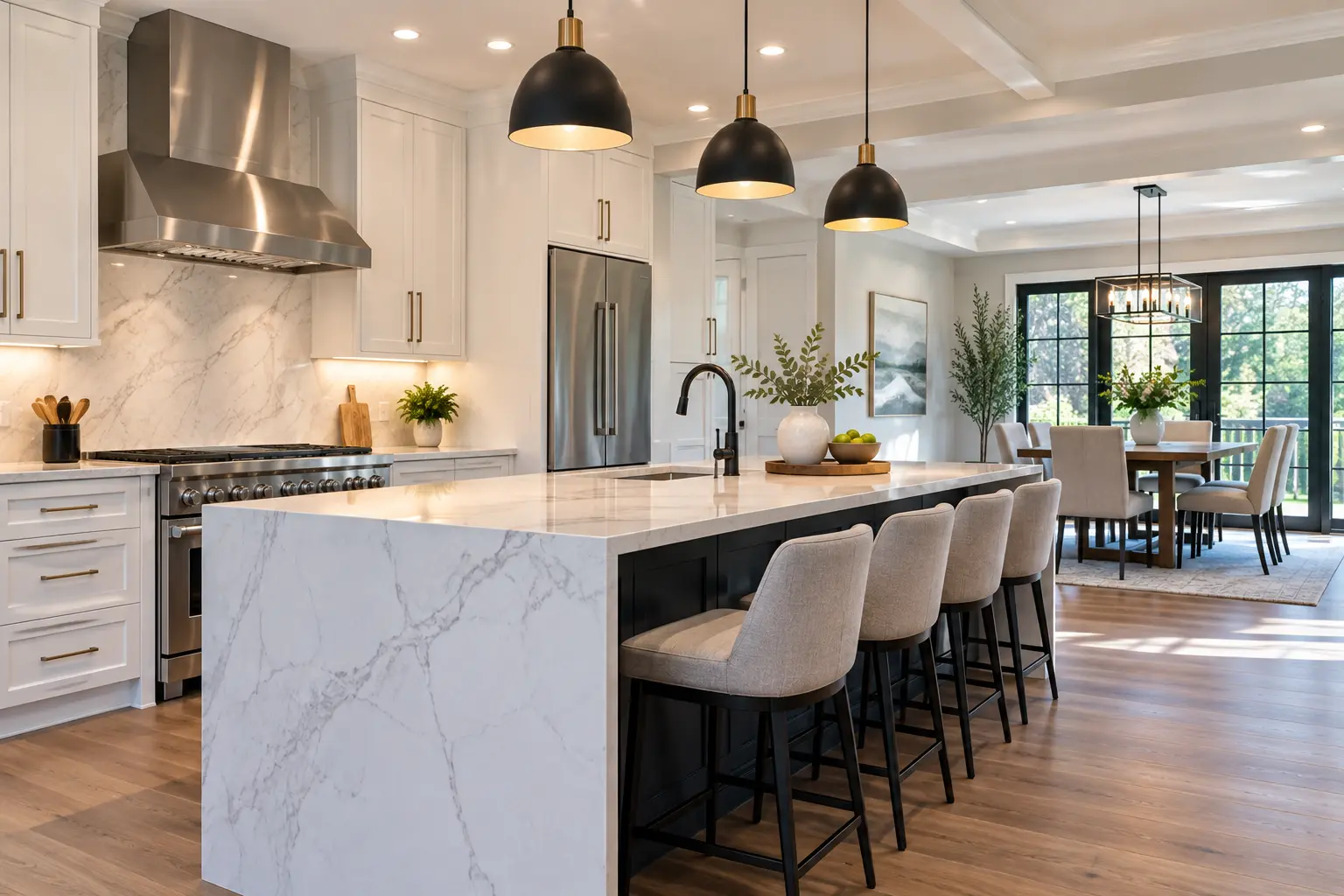 reviewing the completed renovation by https://arearenovationct.com/