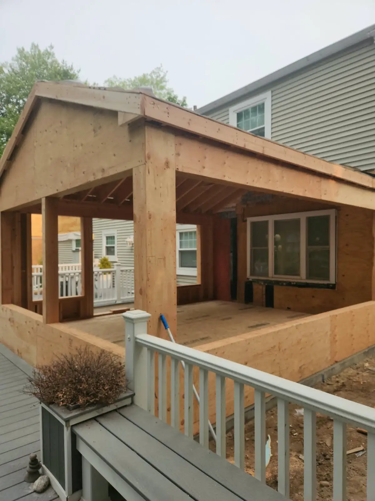 Foundation construction for a family room addition in Stamford CT
